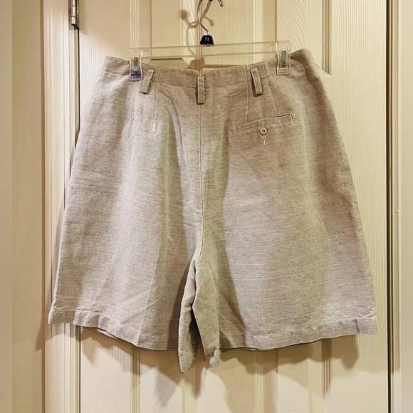 90s Liz Claiborne Linen Cotton Beige High Waisted Shorts Size 16 - Picture 4 of 5